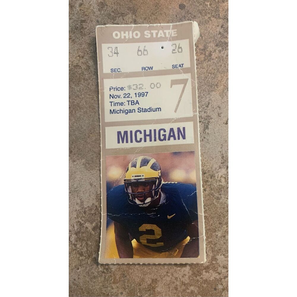 1997 Ohio State vs. Michigan Ticket Stub FOOTBALL Charles Woodson Heisman
